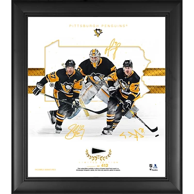 Pittsburgh Penguins Framed 15" x 17" Franchise Foundations Collage with a Piece of Game Used Puck - Limited Edition of 412