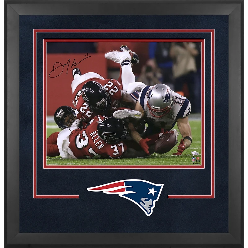 Julian Edelman New England Patriots Deluxe Framed Autographed 16" x 20" Super Bowl LI Champions Catch Photograph