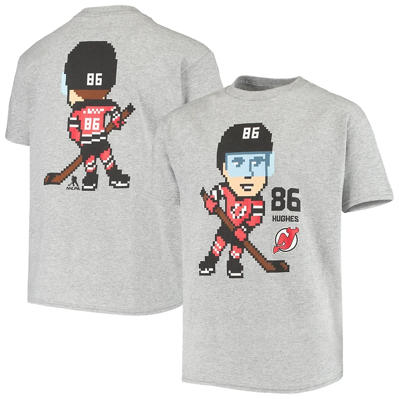 Youth Jack Hughes Heathered Gray New Jersey Devils Pixel Player T-Shirt