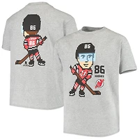 Youth Jack Hughes Heathered Gray New Jersey Devils Pixel Player T-Shirt