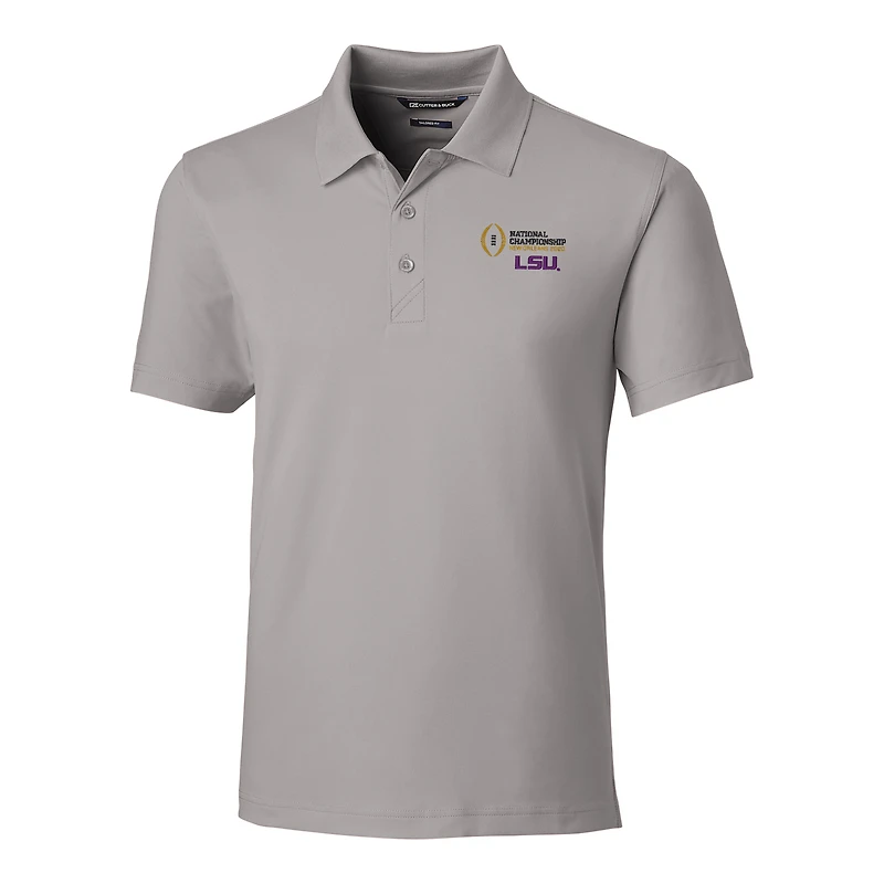Men's Cutter & Buck Gray LSU Tigers College Football Playoff 2020 National Championship Bound Forge Polo