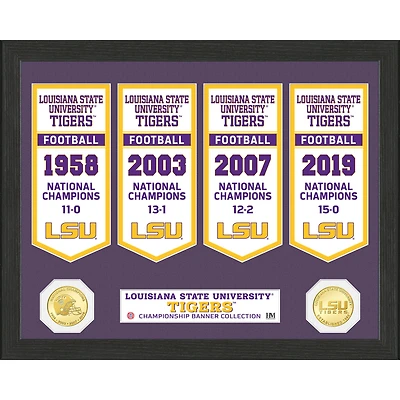 Highland Mint LSU Tigers 4-Time Football National Champions 12'' x 15'' Bronze Coin Banner Collection