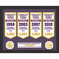 Highland Mint LSU Tigers 4-Time Football National Champions 12'' x 15'' Bronze Coin Banner Collection