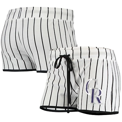 Women's Concepts Sport White Colorado Rockies Vigor Pinstripe Sleep Short