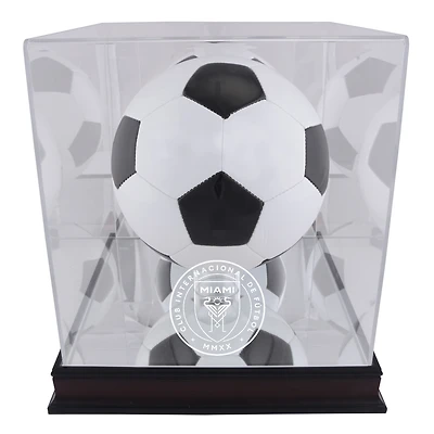 Inter Miami CF Mahogany Team Logo Soccer Ball Display Case
