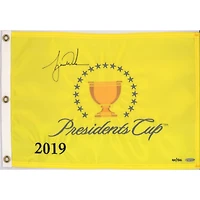 Tiger Woods Autographed 2019 Presidents Cup Pin Flag - Upper Deck