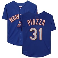 Mike Piazza New York Mets Autographed Mitchell and Ness Blue Batting Practice Replica Jersey with "HOF 2016" Inscription
