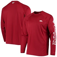 Men's Columbia Cardinal Arkansas Razorbacks Terminal Tackle Omni-Shade Raglan Long Sleeve T-Shirt
