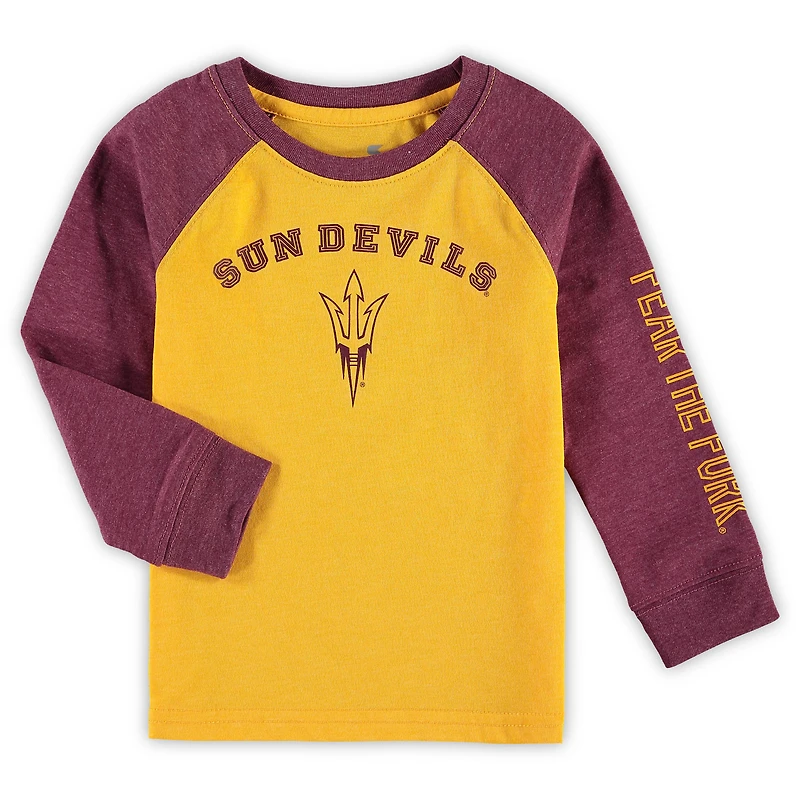 Toddler Colosseum Heathered Gold Arizona State Sun Devils Long Sleeve Raglan T-Shirt