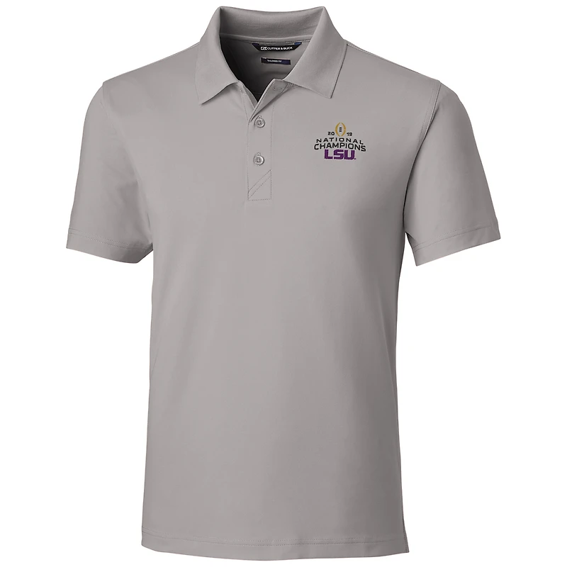 Men's Cutter & Buck Gray LSU Tigers College Football Playoff 2019 National Champions Forge Polo