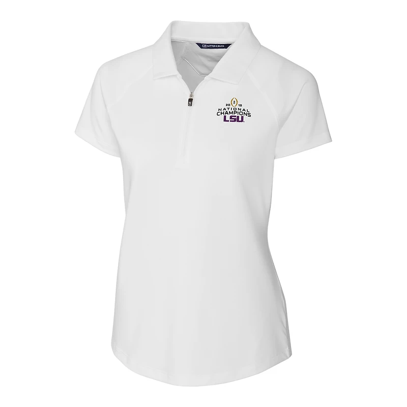 Women's Cutter & Buck White LSU Tigers College Football Playoff 2019 National Champions Forge Polo