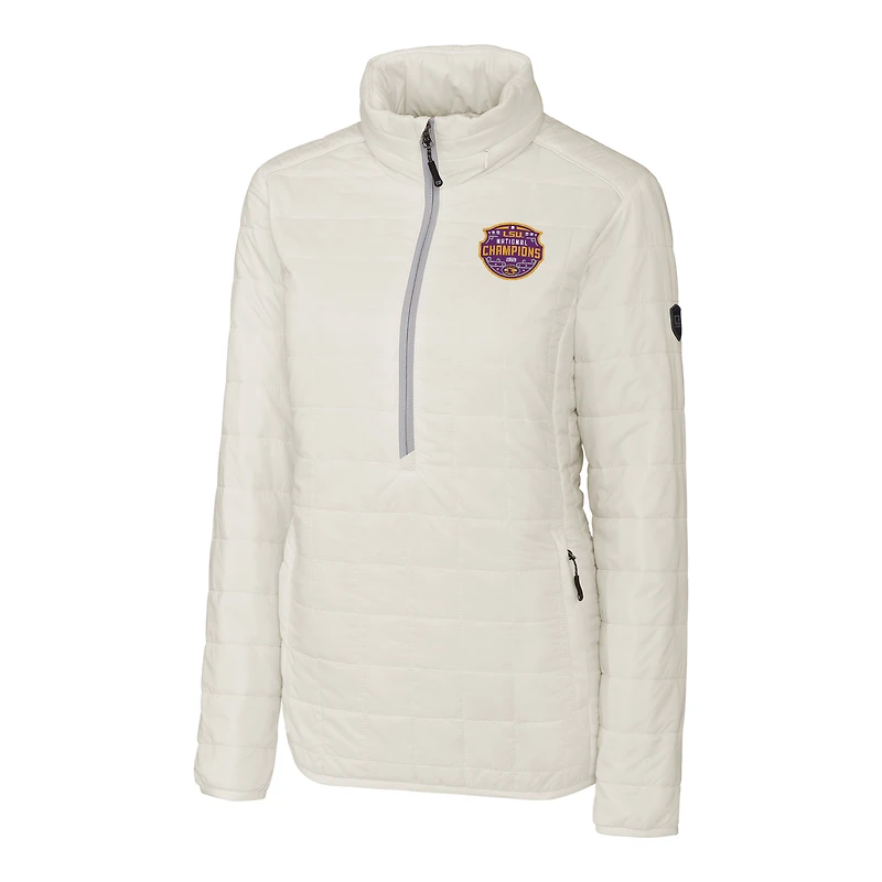 Women's Cutter & Buck White LSU Tigers College Football Playoff 2019 National Champions Rainier Half-Zip Pullover Jacket