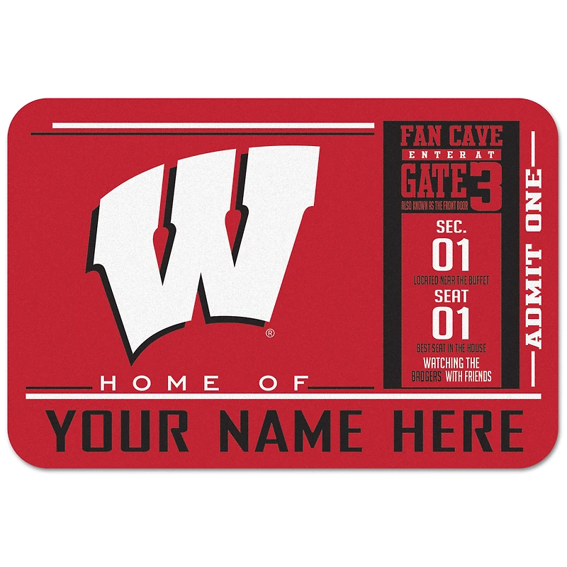 WinCraft Wisconsin Badgers 20'' x 30'' Personalized Floor Mat