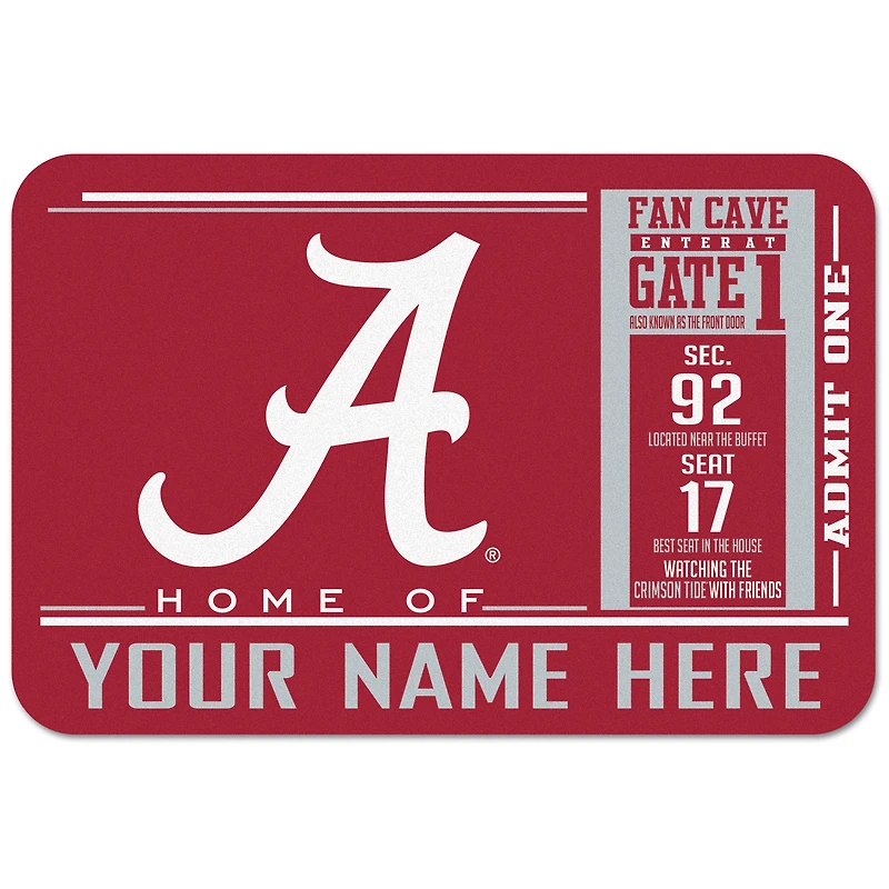 WinCraft Alabama Crimson Tide 20'' x 30'' Personalized Floor Mat