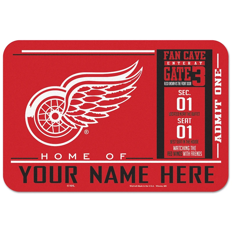 WinCraft Detroit Red Wings 20'' x 30'' Personalized Floor Mat