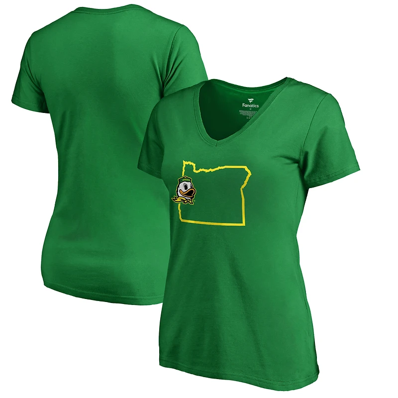Women's Kelly Green Oregon Ducks Tradition State V-Neck T-Shirt