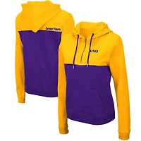 Women's Colosseum Gold/Purple LSU Tigers Aidan Lightweight Half-Zip Hoodie