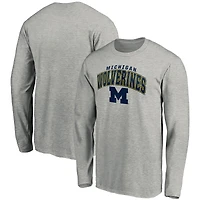 Men's Fanatics Heathered Gray Michigan Wolverines Steady Long Sleeve T-Shirt