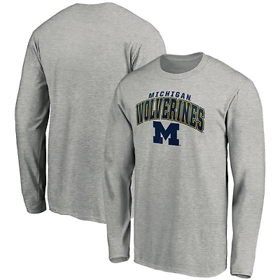 Men's Fanatics Heathered Gray Michigan Wolverines Steady Long Sleeve T-Shirt