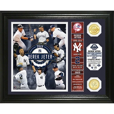 Highland Mint Derek Jeter New York Yankees 2020 Hall of Fame Induction 13'' x 16'' Banner Bronze Coin Photo Mint