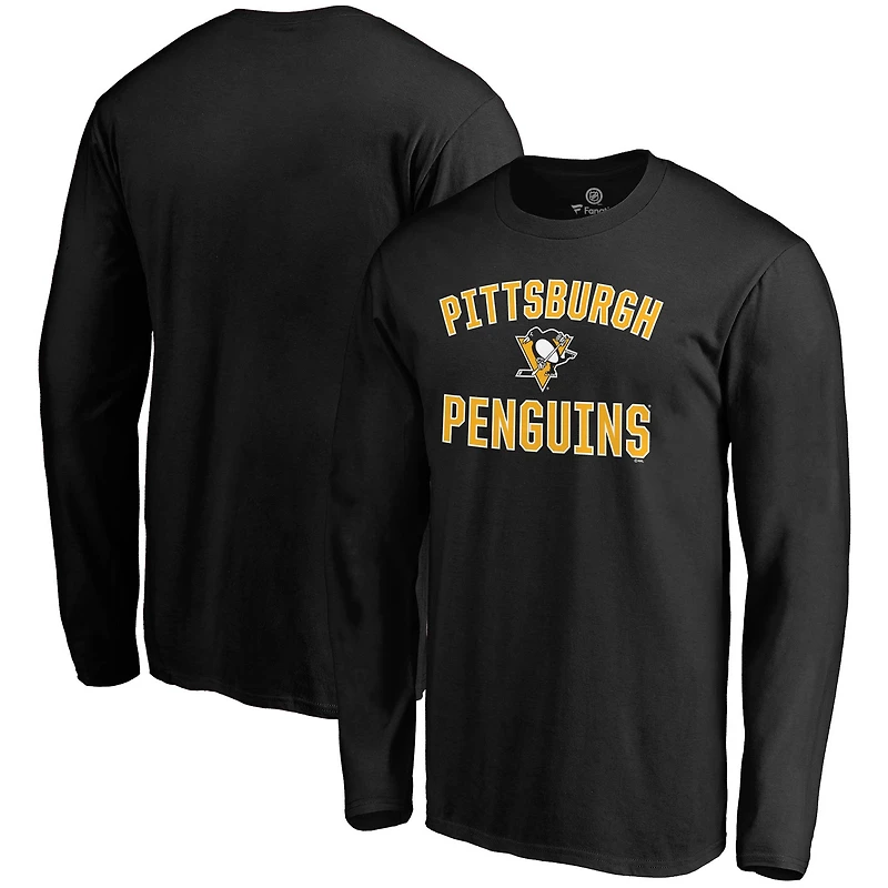 Men's Fanatics Black Pittsburgh Penguins Team Victory Arch Long Sleeve T-Shirt