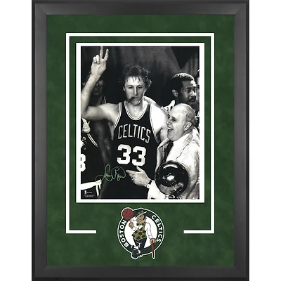Larry Bird Boston Celtics Framed Autographed 16" x 20" Cigar Celebration Photograph