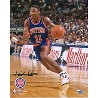 Isiah Thomas Detroit Pistons Autographed 8" x 10" Driving in Blue Jersey Photograph