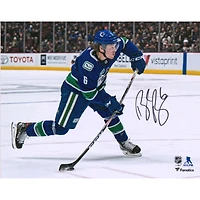 Brock Boeser Vancouver Canucks Autographed 8" x 10" Blue Jersey Shooting Photograph