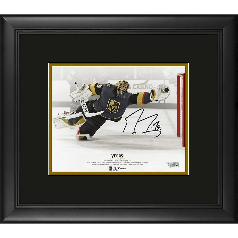 Marc-Andre Fleury Vegas Golden Knights Framed Autographed 8" x 10" Diving Save vs. Toronto Maple Leafs Photograph
