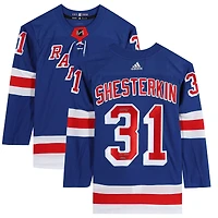 Igor Shesterkin New York Rangers Autographed Blue Adidas Authentic Jersey with "NHL Debut 1/7/20" Inscription