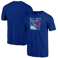 Men's Fanatics Heathered Blue New York Rangers Primary Logo Tri-Blend T-Shirt