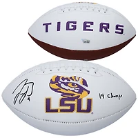 Joe Burrow LSU Tigers Autographed White Panel Football with "19 Champs" Inscription