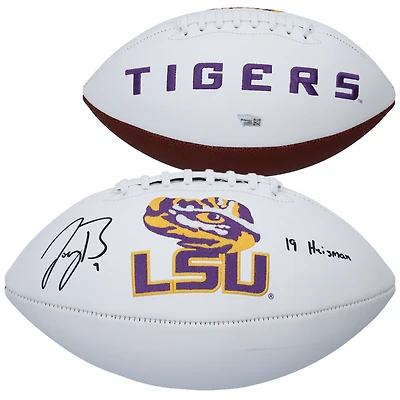 Joe Burrow LSU Tigers Autographed White Panel Football with "19 Heisman" Inscription