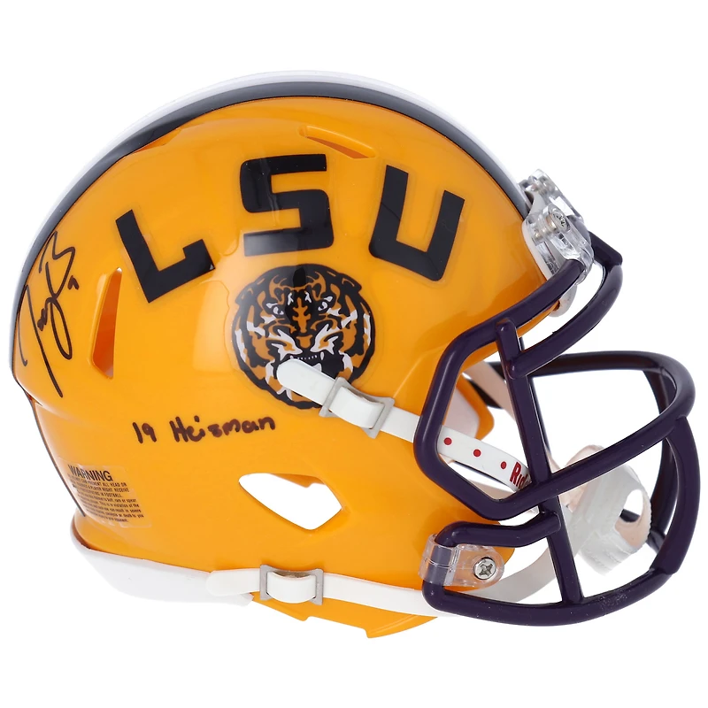 Joe Burrow LSU Tigers Autographed Riddell Speed Mini Helmet with "19 Heisman" Inscription