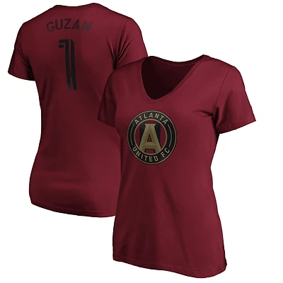 Women's Brad Guzan Red Atlanta United FC Authentic Stack Player Name & Number V-Neck T-Shirt