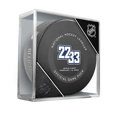 Henrik & Daniel Sedin Vancouver Canucks Unsigned February 12 2020 Jersey Retirement Night Official Game Puck