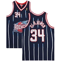 Hakeem Olajuwon Houston Rockets Autographed Spalding Blue Mitchell and Ness Swingman Jersey