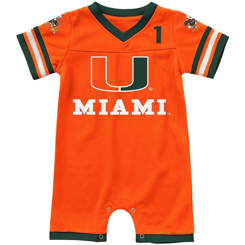 Newborn & Infant Colosseum Orange Miami Hurricanes Bumpo Football Logo Romper