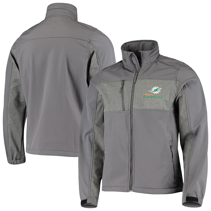Men's Dunbrooke Graphite Miami Dolphins Circle Zephyr Softshell Full-Zip Jacket