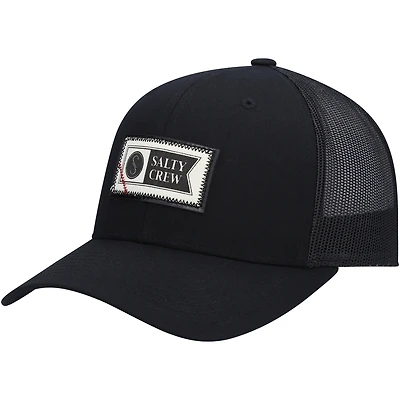 Men's Salty Crew Black Topstitch Retro Trucker Snapback Hat