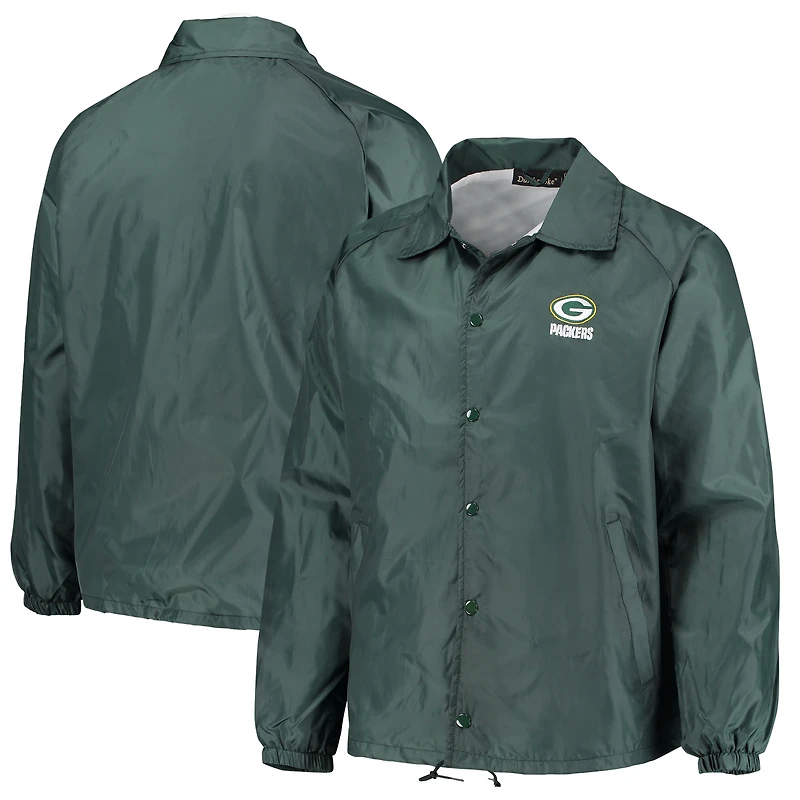 Men's Green Green Bay Packers Coaches Classic Raglan Full-Snap Windbreaker Jacket