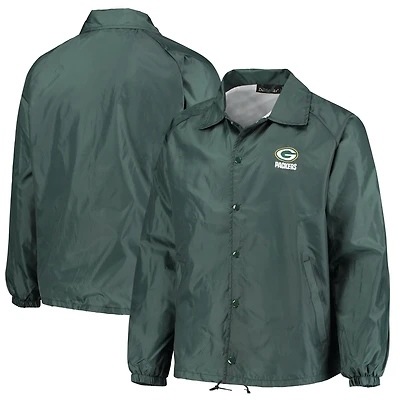 Men's Green Green Bay Packers Coaches Classic Raglan Full-Snap Windbreaker Jacket