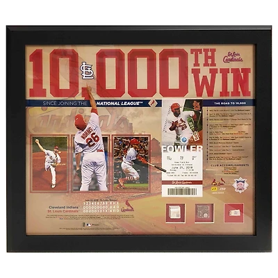 St. Louis Cardinals 10000th Win 20"x24"Frame with Game Used Base Ball & Dirt