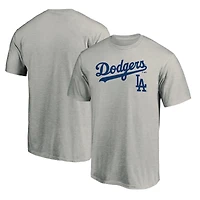 Men's Fanatics Heathered Gray Los Angeles Dodgers Team Logo Lockup T-Shirt