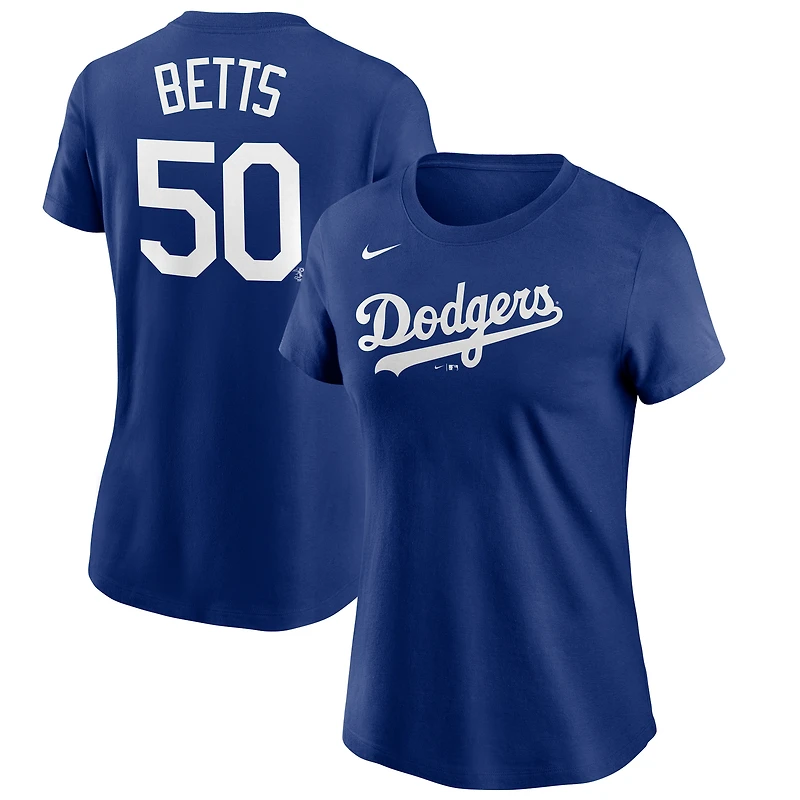 Women's Nike Mookie Betts Royal Los Angeles Dodgers Name & Number T-Shirt