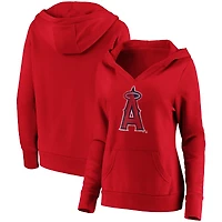 Women's Fanatics Red Los Angeles Angels Core Team Crossover V-Neck Pullover Hoodie