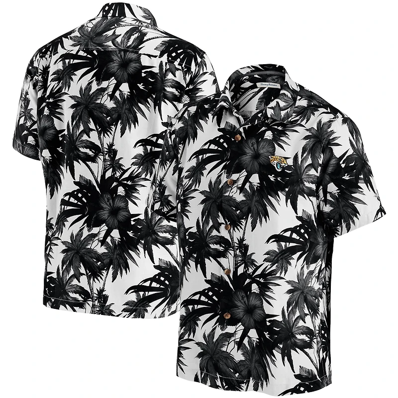Men's Tommy Bahama Black Jacksonville Jaguars Sport Harbor Island Hibiscus Camp Button-Up Shirt