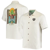 Men's Tommy Bahama White Las Vegas Raiders Sport Tropical Tailgate Silk Button-Up Shirt
