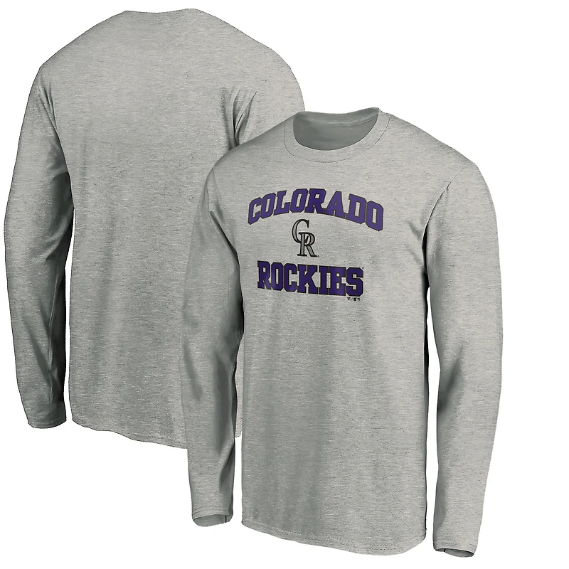 Men's Heathered Gray Colorado Rockies Team Heart & Soul Long Sleeve T-Shirt