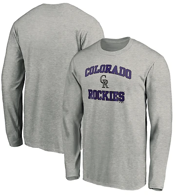 Men's Heathered Gray Colorado Rockies Team Heart & Soul Long Sleeve T-Shirt